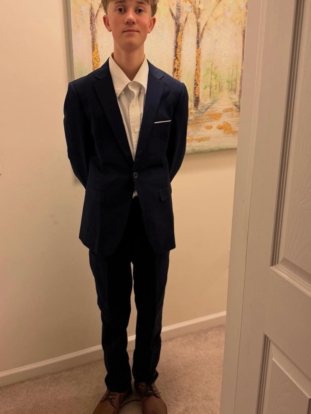 Young Men's Navy Suit Blazer and Trousers - perfect for HOCO!